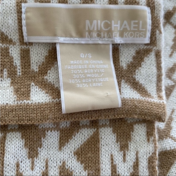 Michael Kors MK Monogram Winter Scarf Camel/Tan Designer Not an Infinity Scarf - Picture 4 of 5